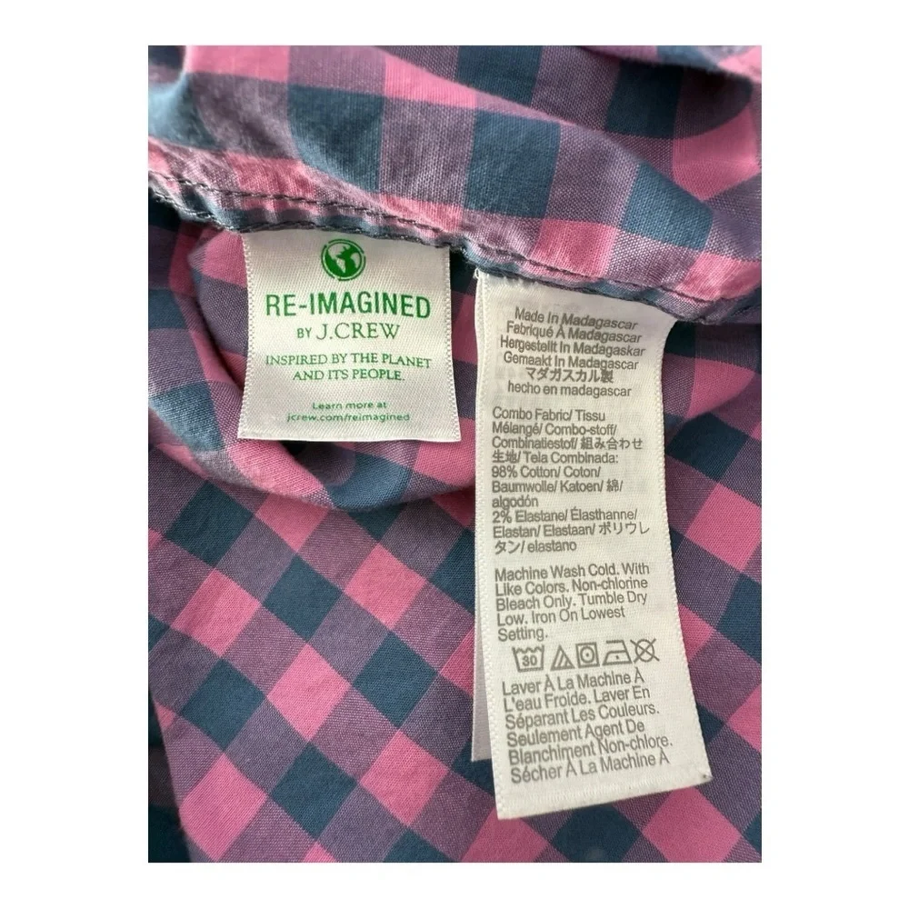 J. Crew Men's Vibrant Pink and Blue Plaid Shirt